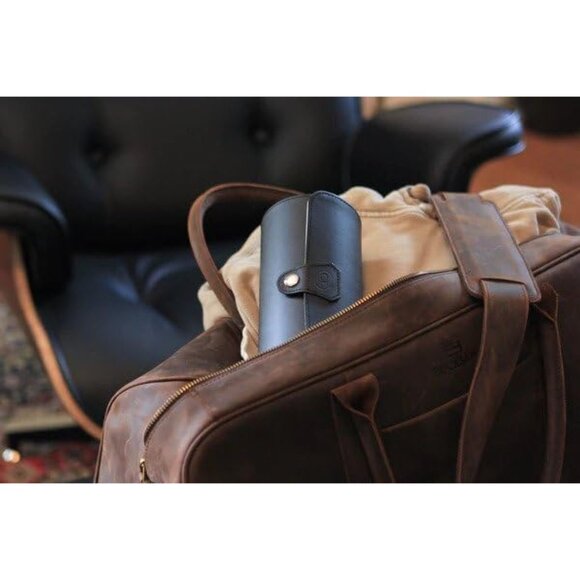 Travel Watch Case Roll Organizer for Men | Vegan Faux Leather Watch Display Case - Picture 5 of 8